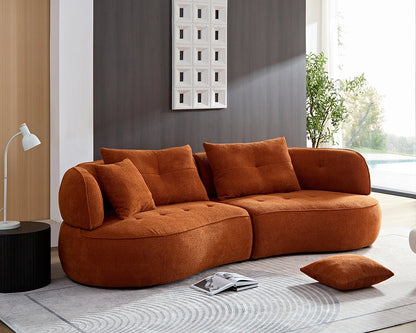 110.24" Orange modular sofa, durable fabric, solid wood frame