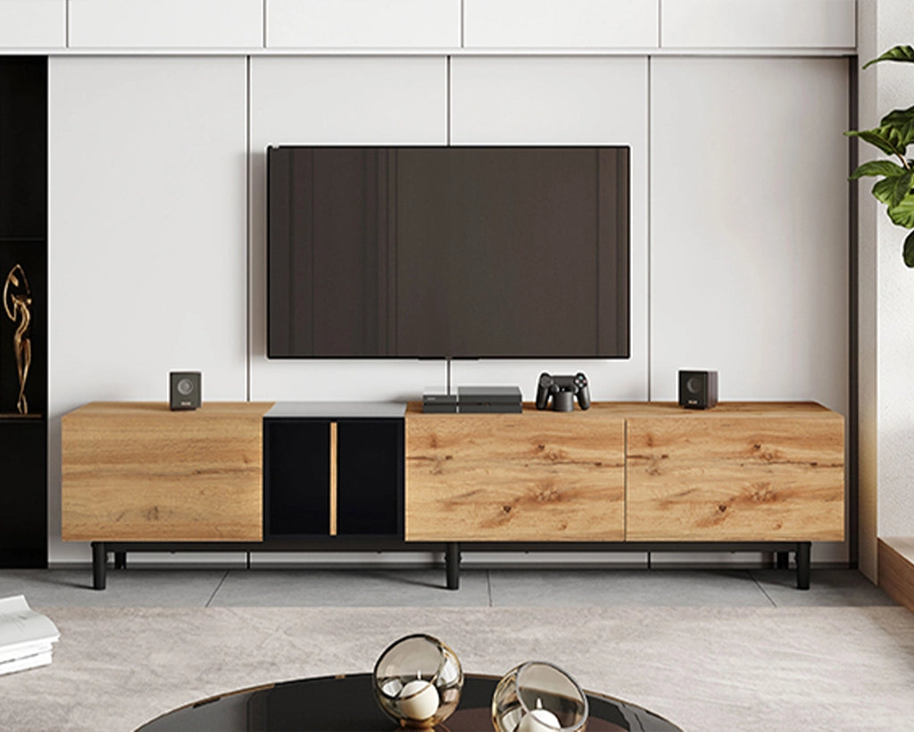 76.80" Modern TV Stand for 80'' TV with 3 Doors, Media Console Table