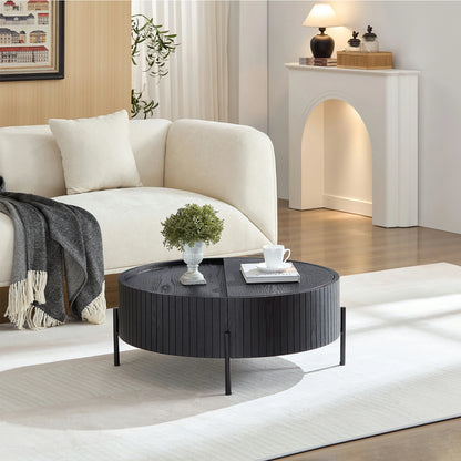 Round Coffee Table with Storage – Accent Tea Table for Home & Office