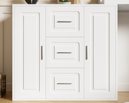 59" Lighted Mirror Vanity Desk with Drawers & Cabinets - White