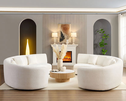 4PCs set Mid-Century Modern Beige Symmetrical Circle Sectional Sofa