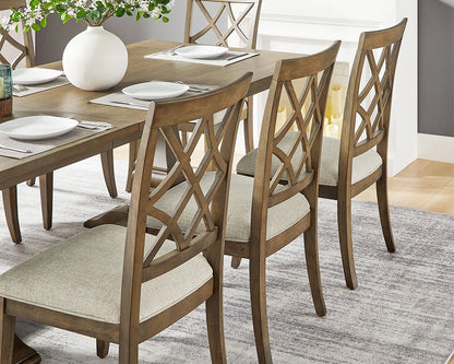 (1 Table + 2 Arm Chairs + 4 Armless Chairs)Retro 102.01 Inch Extendable 7 PCS Wooden Dining Table Set