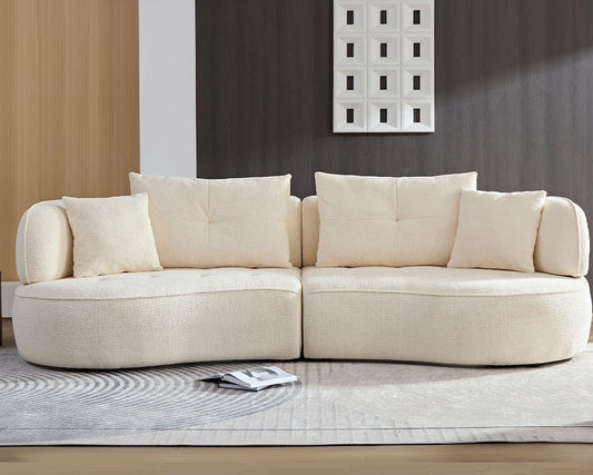 110.24" Orange modular sofa, durable fabric, solid wood frame