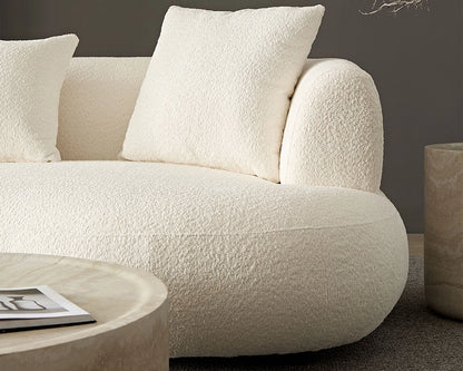 102.36 inch 4-Seat Boucle Fabric Cream Style Couch