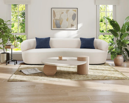 Mid-Century Modern 3-Seat Curved Cloud Sofa – Boucle Fabric Couch