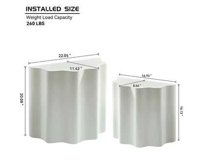 2PCS Set Side Table,Wavy Edges Design Fiberglass Coffee Table