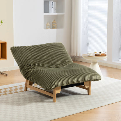 Bean Bag Chair with Solid Wood Frame – Corduroy Accent Lazy Sofa
