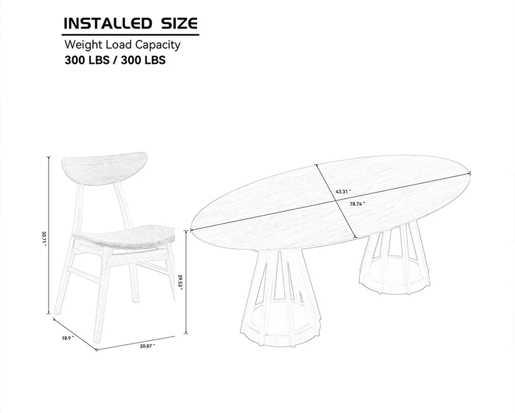 (1 Table+6 Chairs) 78.74 Inch Modern Dining Table Set of 7 pcs