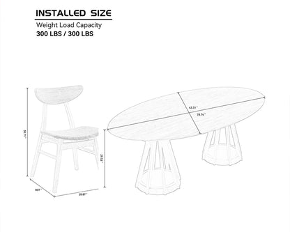 (1 Table+6 Chairs) 78.74 Inch Modern Dining Table Set of 7 pcs