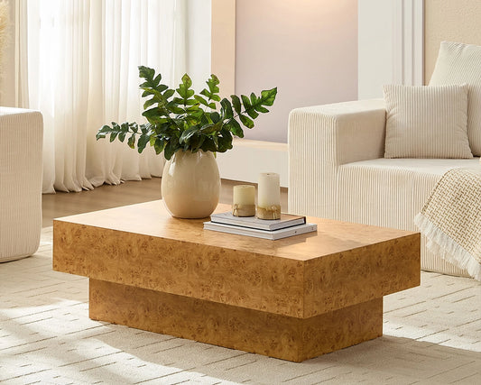 43.31 Inch MDF with Faux Burl Wood Veneer Coffee Table