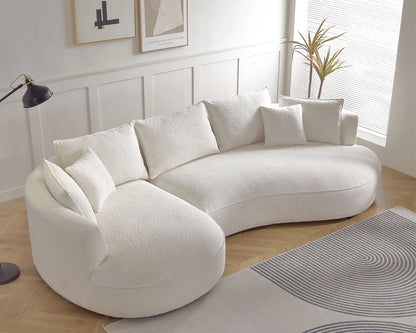 124.80"Beige Curved Sofa with Ingenious Shape – Modern, Stylish Design