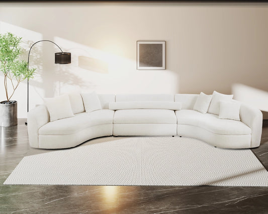 Oversized Modern 3-Piece Upholstered Sofa – Ultimate Comfort 6-8 Seater– White
