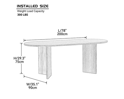 78" Wood Dining Table for Small Spaces