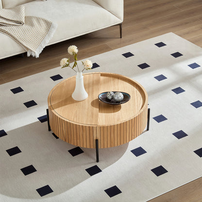 Round Coffee Table with Storage – Accent Tea Table for Home & Office