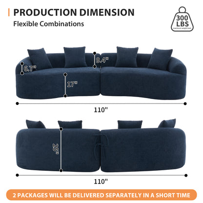 110" Chenille Curved Modular Boneless Sectional Sofa