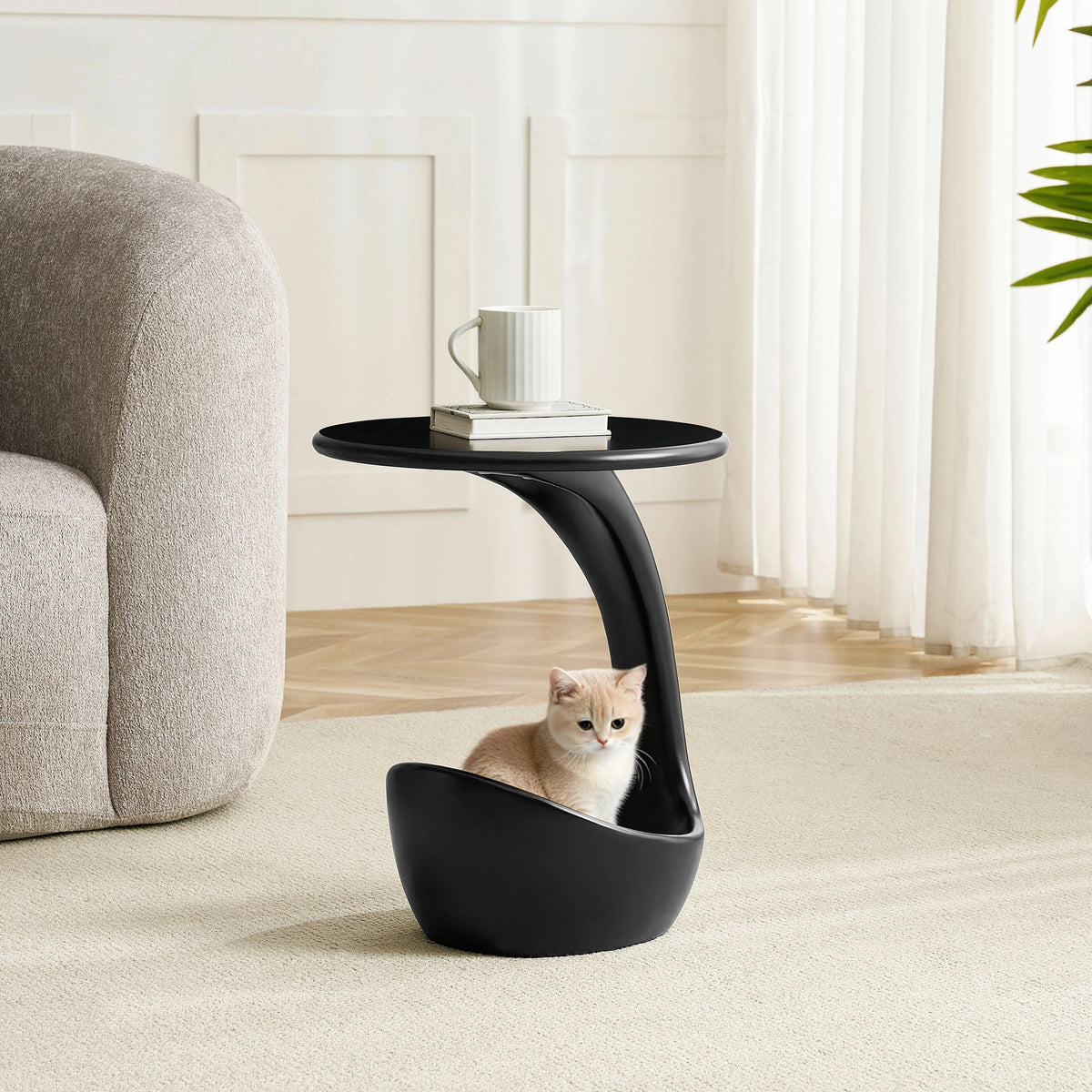 15.75'' 2-in-1 Pet Friendly End Table, No Assembly Fiberglass Base