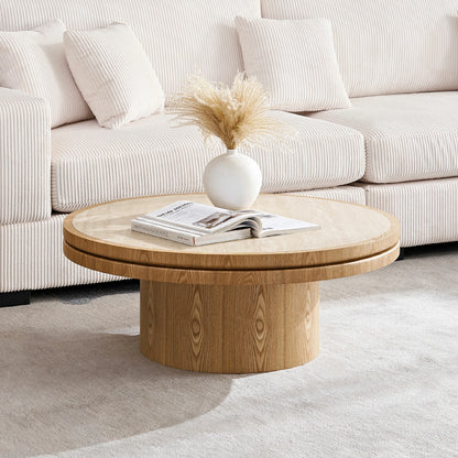 35.43" Sintered Stone Coffee Table – MDF Pedestal, Easy Assembly