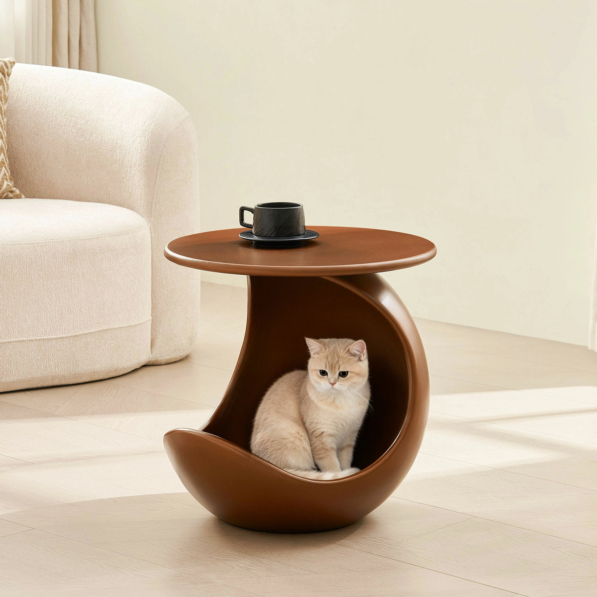 19.69'' 2-in-1 Pet Friendly End Table, No Assembly Fiberglass Base