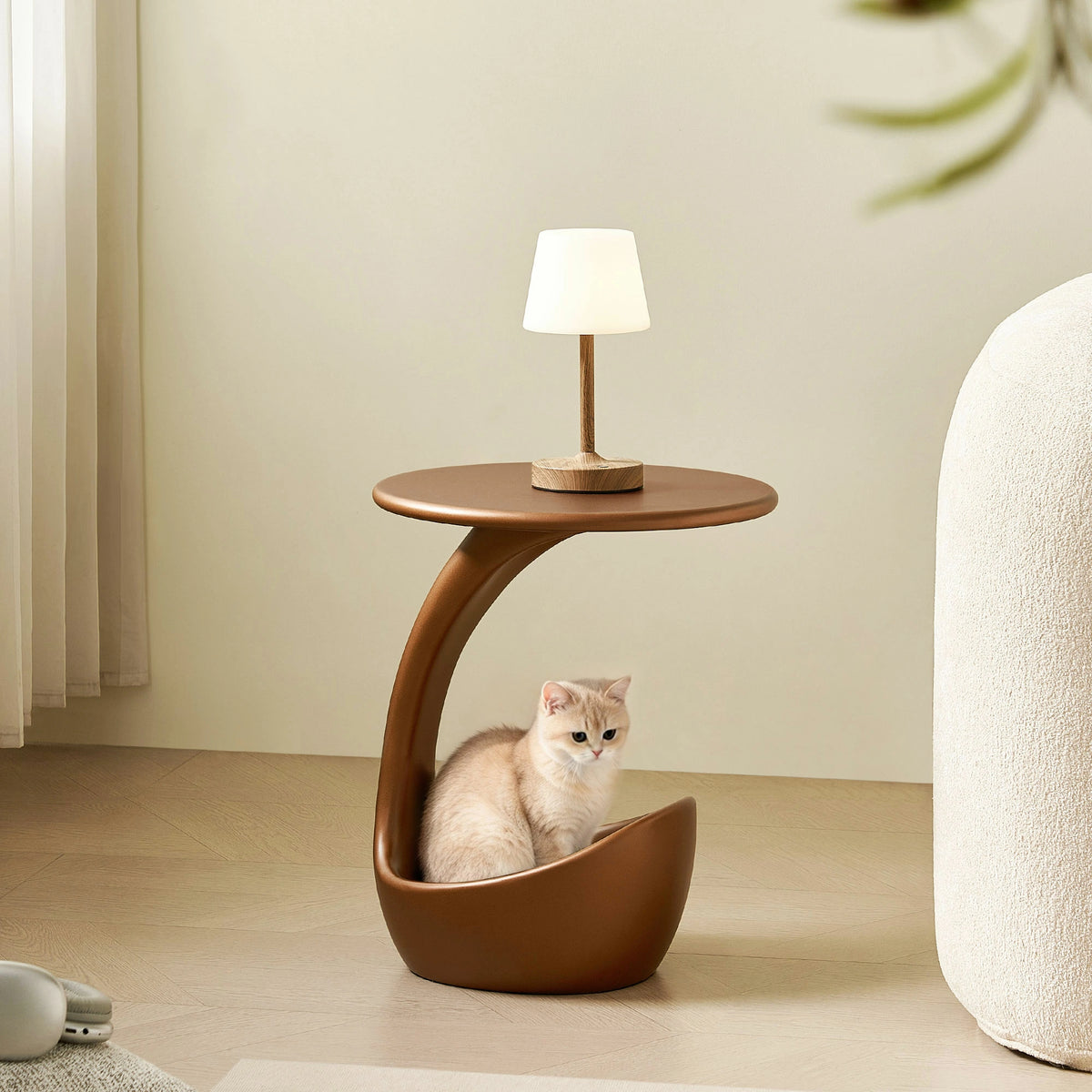 15.75'' 2-in-1 Pet Friendly End Table, No Assembly Fiberglass Base