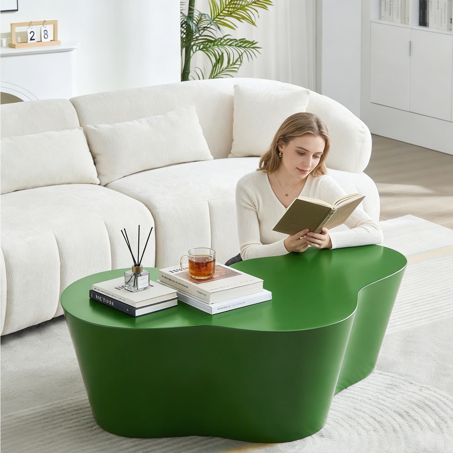 50“ Unique Shape Coffee Table - Sturdy Fiberglass