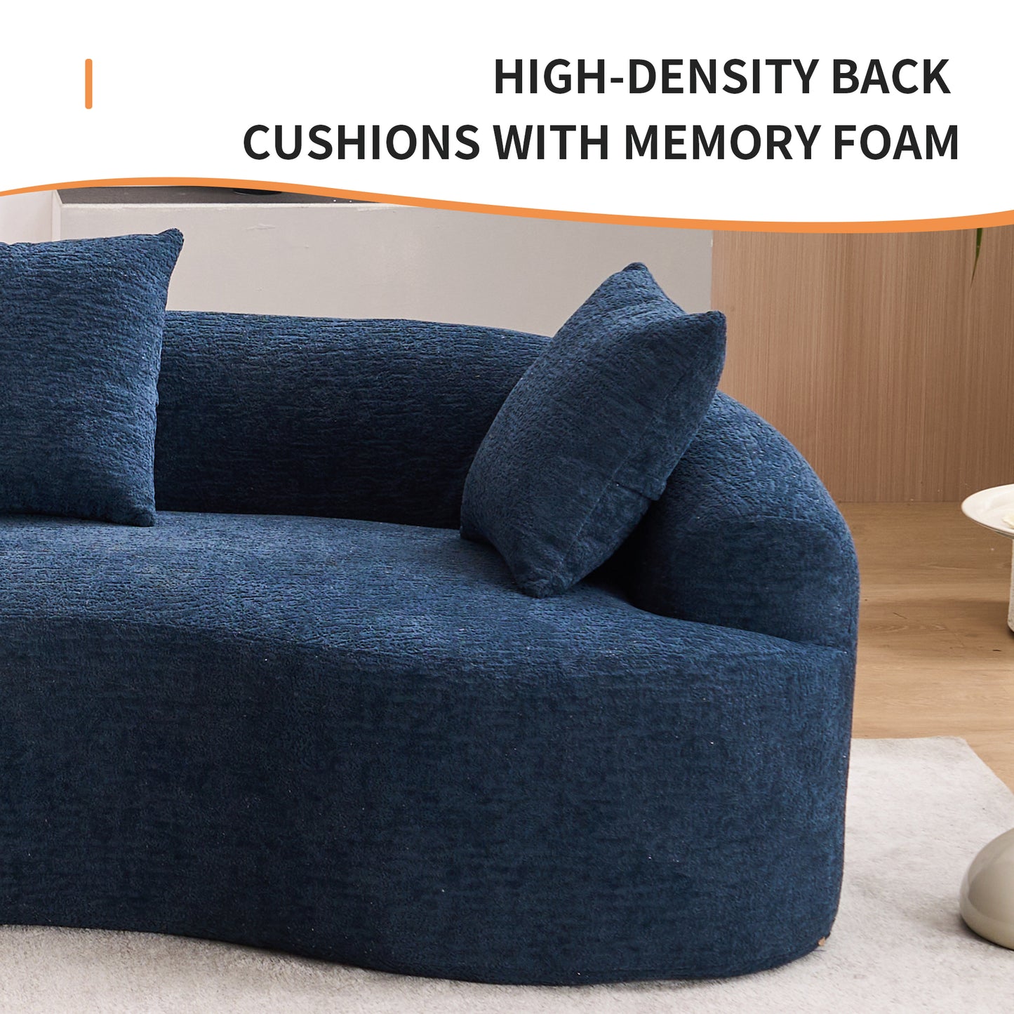 110" Chenille Curved Modular Boneless Sectional Sofa