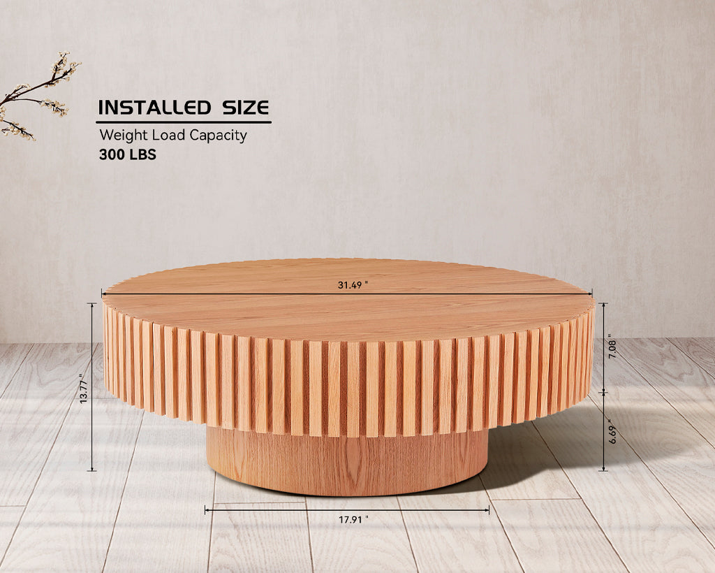 Modern Handcraft Drum Coffee Table Circle Coffee Table