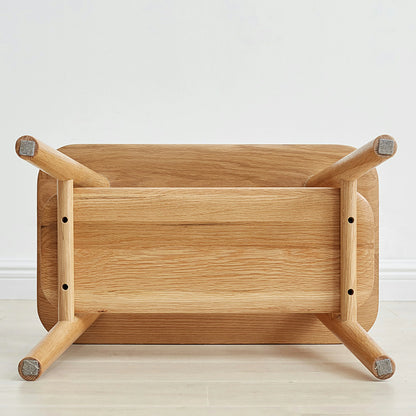 Solid Wood Shoe Stool with Cloth Hanger – Mid-Century Storage Bench