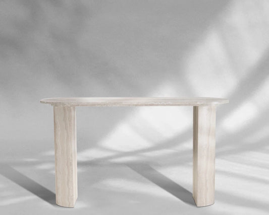 55.12" Faux Marble Console Table with Modern Design