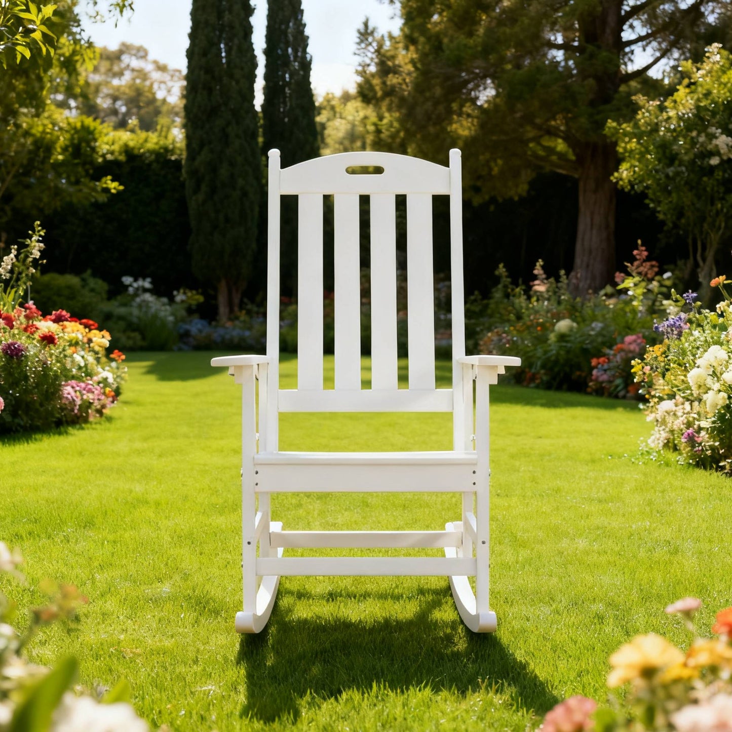 All-Weather Outdoor Rocking Chair in Navy Blue, HIPS & Steel