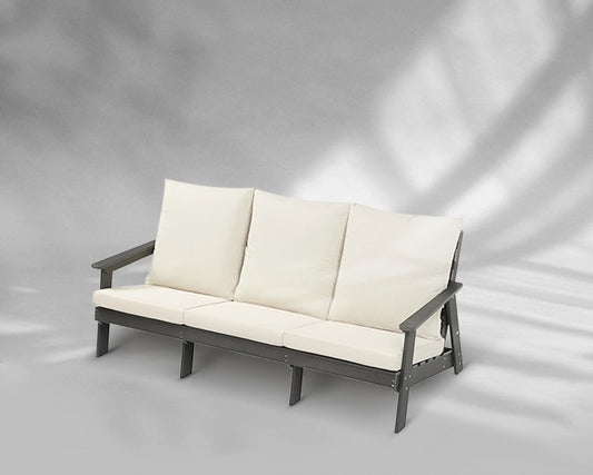 HIPS 3 Seater Sofa with Cushion, Wood Grain Outdoor Garden Sofa