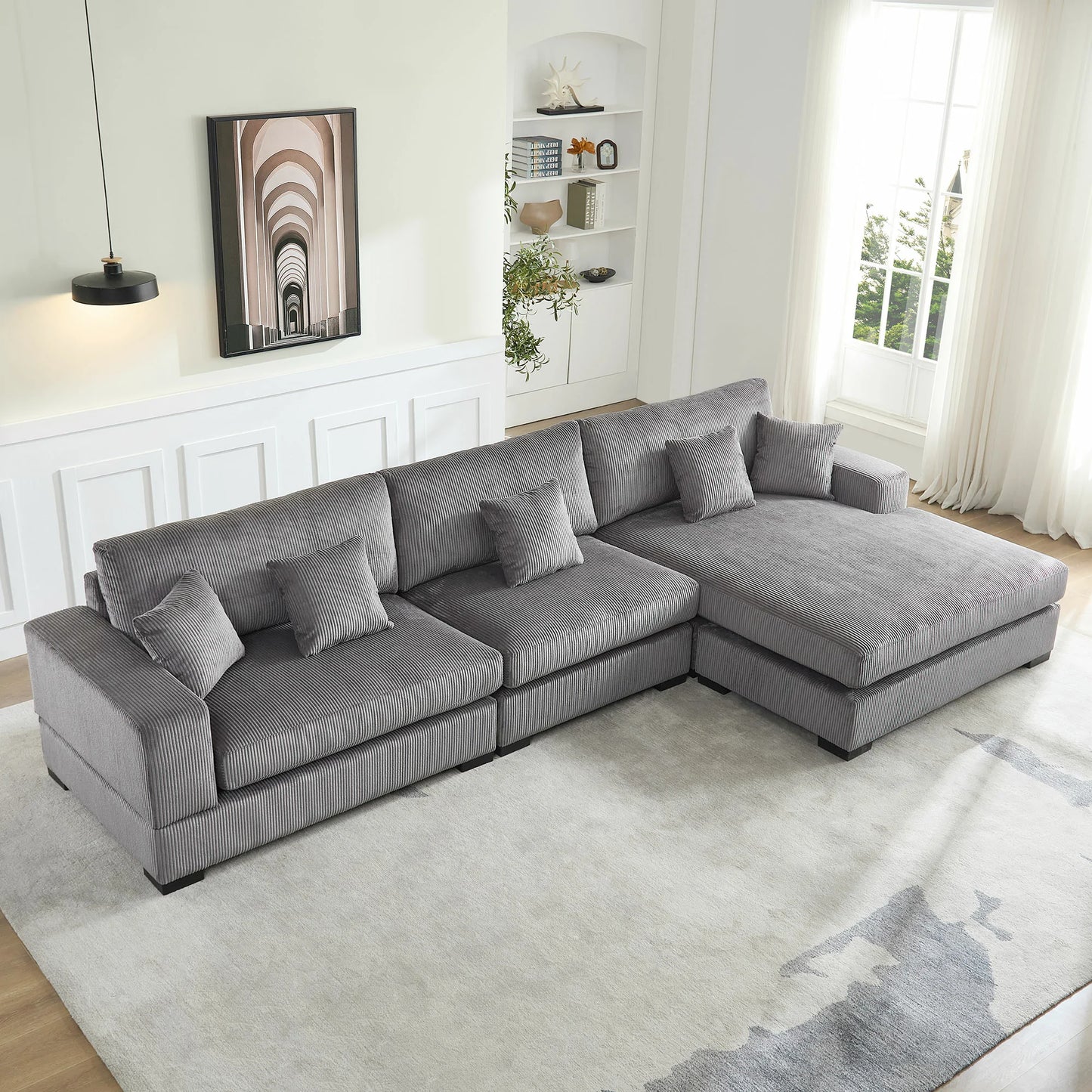 Modular 4-Seat Sofa – Right 1.5 + Ottoman, 2 Armrests, 4 Colors