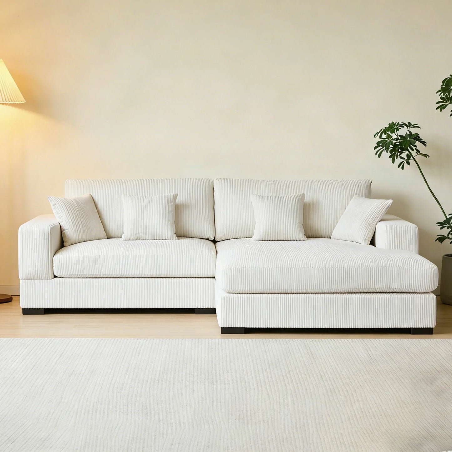 Modular 3-Seat Sofa – Right 1.5 + Ottoman, 2 Armrests, 4 Colors