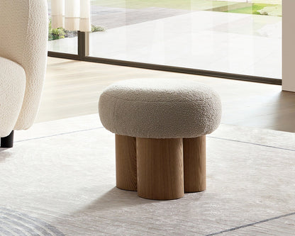 Mushroom stool, grieg plush cushion, wooden barrel PVC pipe