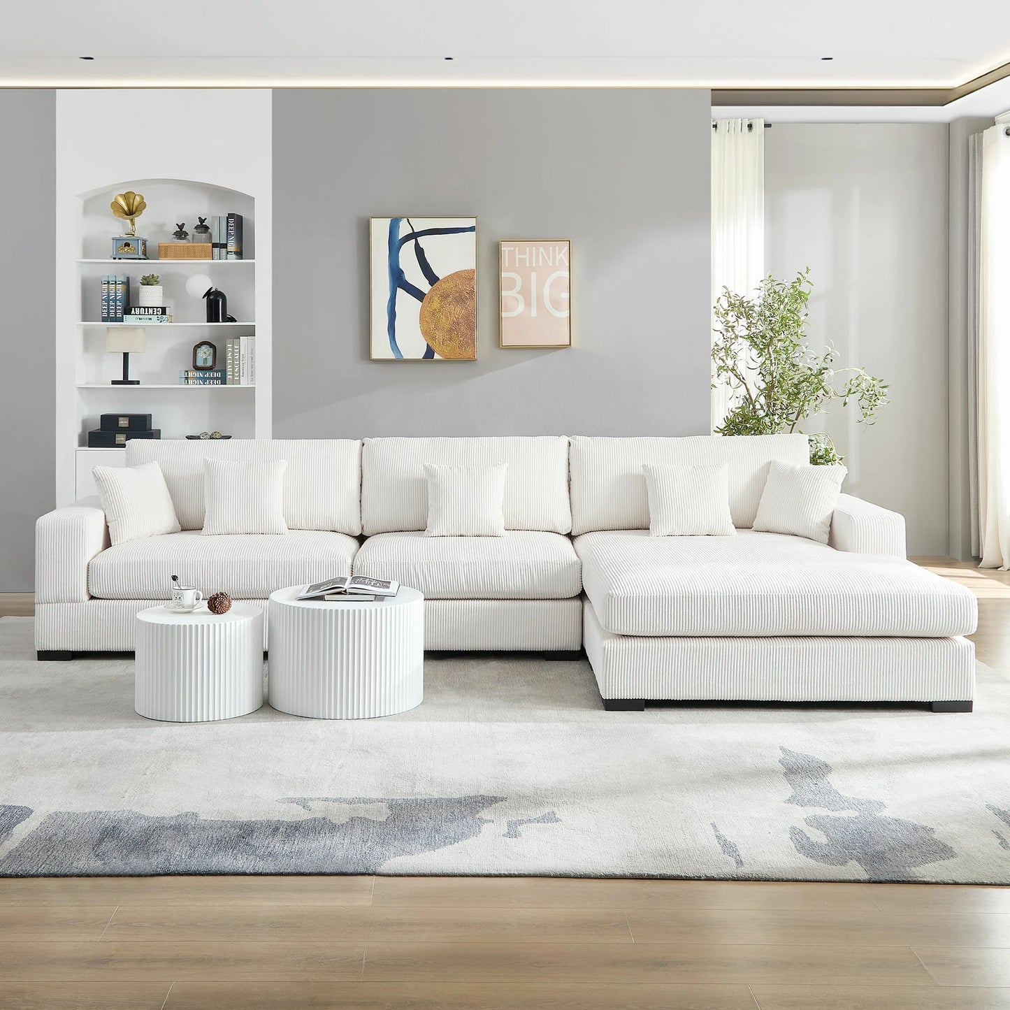 Modular 4-Seat Sofa – Right 1.5 + Ottoman, 2 Armrests, 4 Colors
