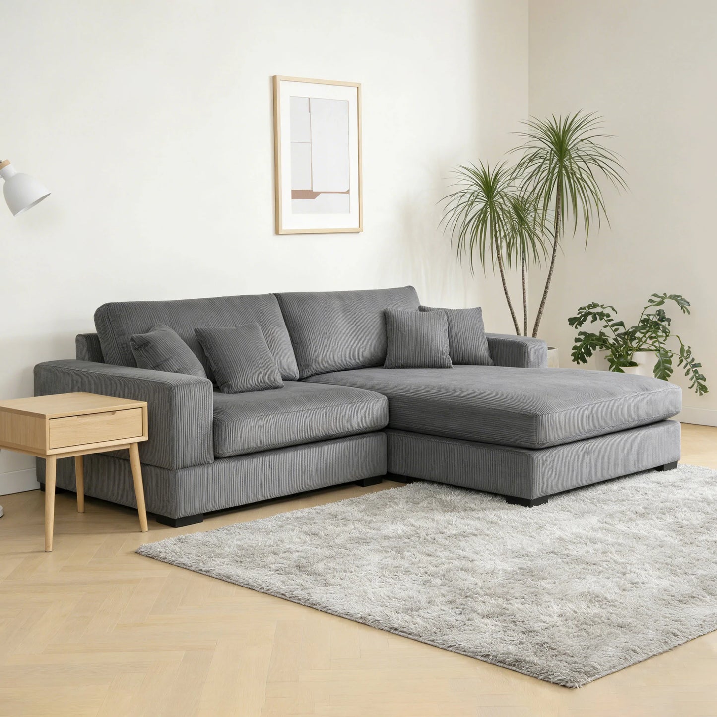 Modular 3-Seat Sofa – Right 1.5 + Ottoman, 2 Armrests, 4 Colors