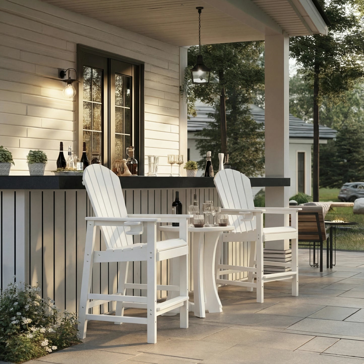 HDPE Bar Height Adirondack Chair – Cup Holder, UV/Weather Resistant