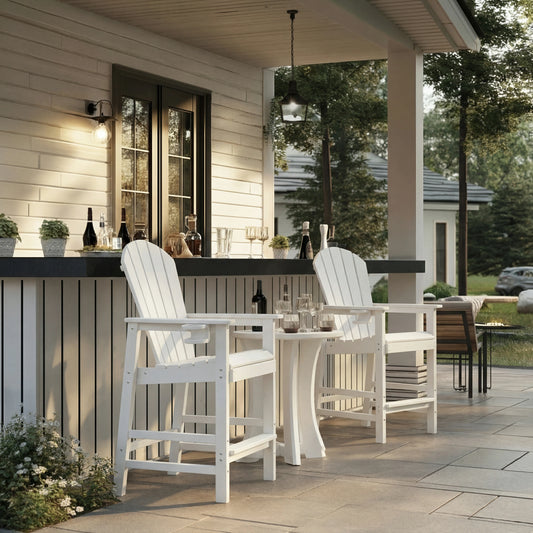 HDPE Bar Height Adirondack Chair – Cup Holder, UV/Weather Resistant