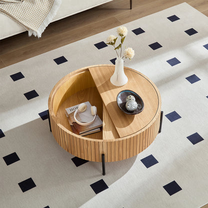 Round Coffee Table with Storage – Accent Tea Table for Home & Office