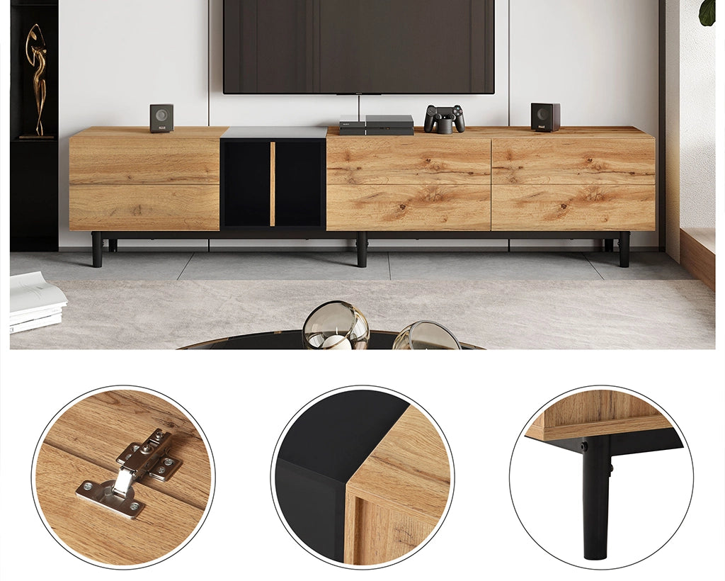 76.80" Modern TV Stand for 80'' TV with 3 Doors, Media Console Table
