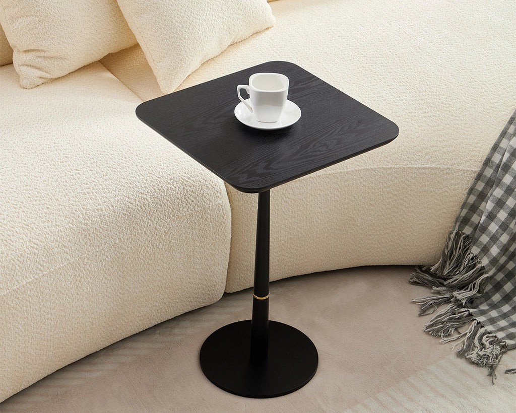 Modern Square Side Table with Gold Accent Ring