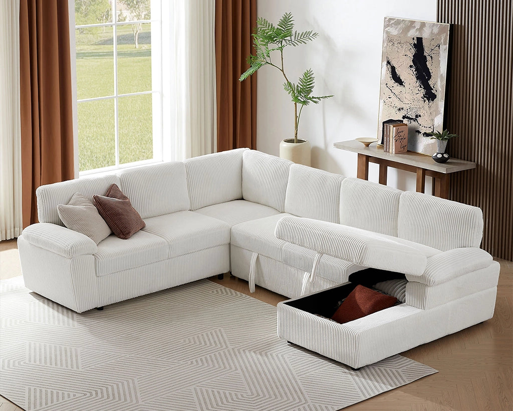 118.09"Corduroy Oversized Modular Storage Sectional Sofa Couch for Home Apartment Office Living Room