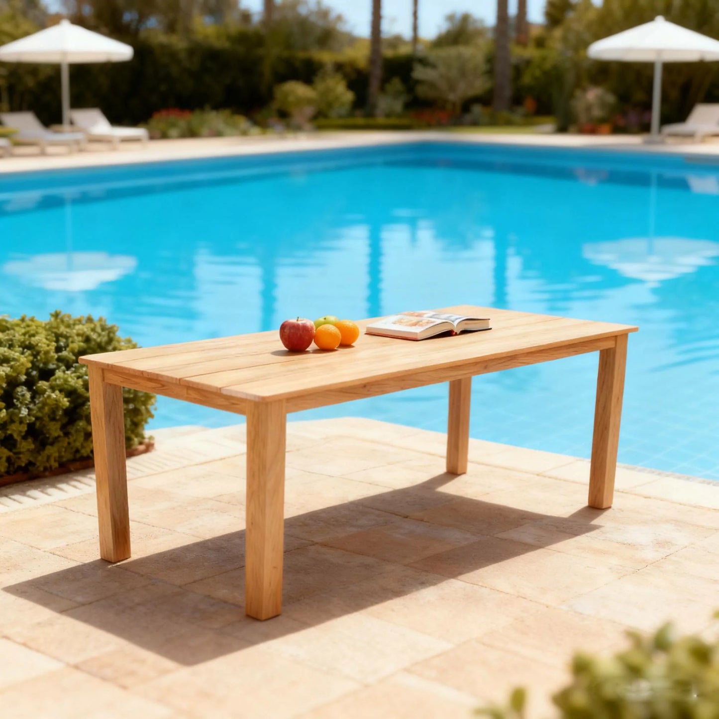 68.9" Teak Wood Look Picnic Table – Compact Outdoor Dining