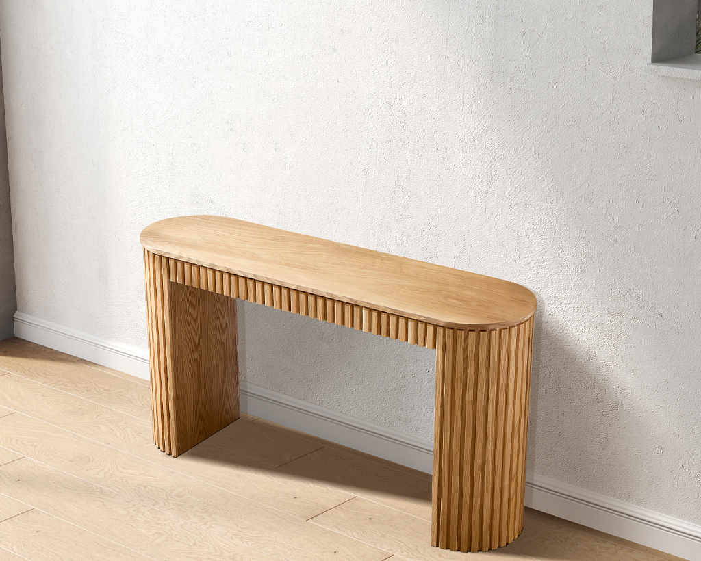 59.05" Modern Console Table with Drawer & Vertical Stripe Design