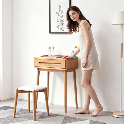 Solid Wood Dresser Bistro Table – 60cm Wide, Storage Drawer, Natural