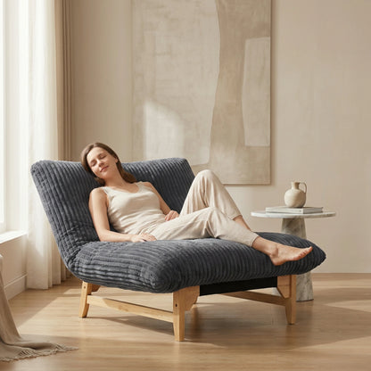 Bean Bag Chair with Solid Wood Frame – Corduroy Accent Lazy Sofa
