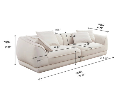 110.22“Camel Sofa WKS16C: Modular Design with Removable Pillowcases & Solid Wood Frame