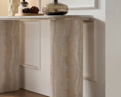 55.12" Faux Marble Console Table with Modern Design