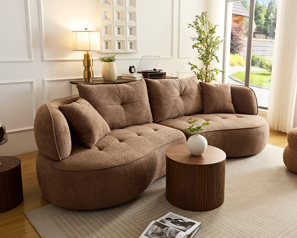 110.24" Orange modular sofa, durable fabric, solid wood frame