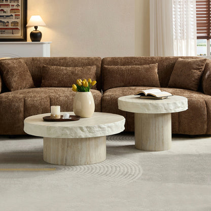 Faux Marble Textured Coffee Table – No Assembly, Modern Living Room