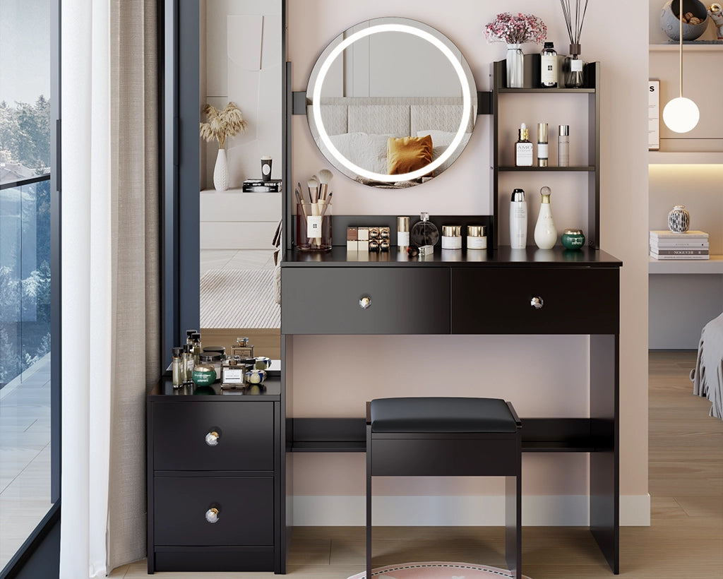 Full Body Mirror Cabinet & LED Vanity Set with Storage